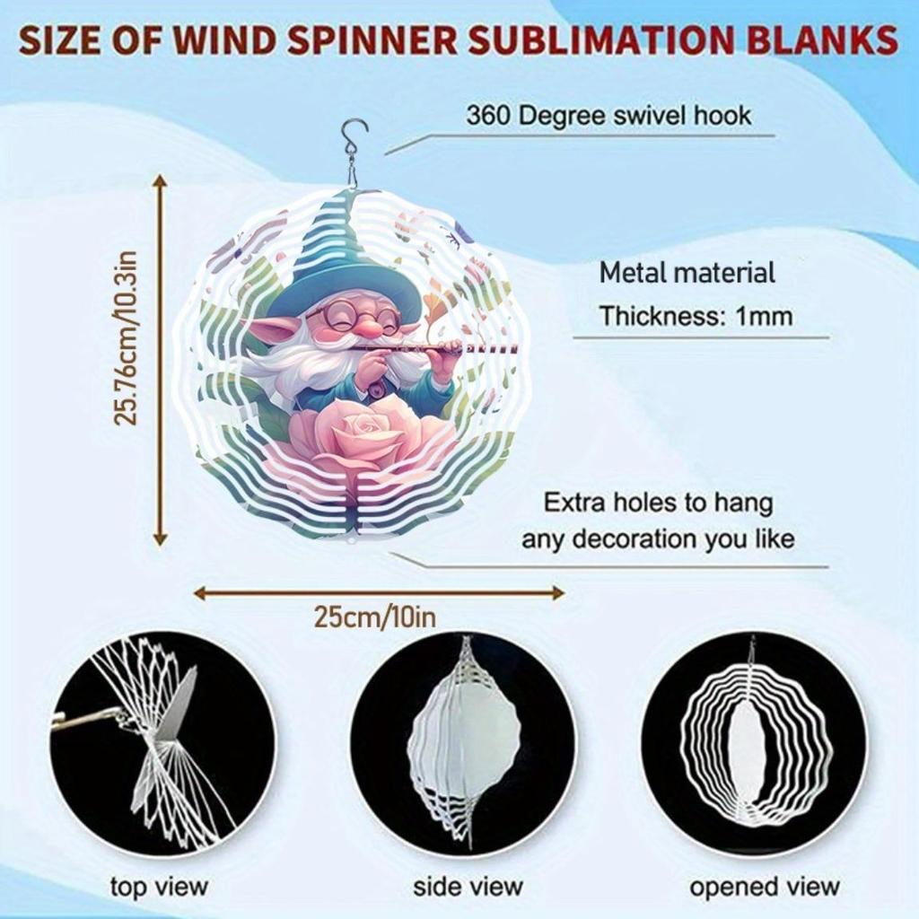 1 Stück Metall-Windspiel mit Rosen- und Zwerg-Design 2D Hängende Gartendekoration Kein Strom benötigt Outdoor Hof Ornament