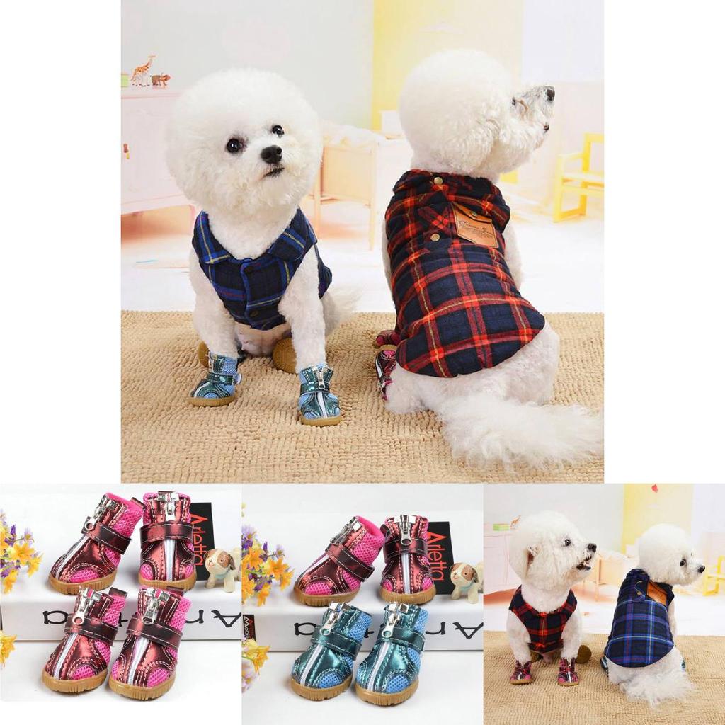 Rutschfeste Robuste Sohle Hundeschuhe Für Pudel Und Teddyhunde Warm Und Gemütlich In Rosarot Und Blau
