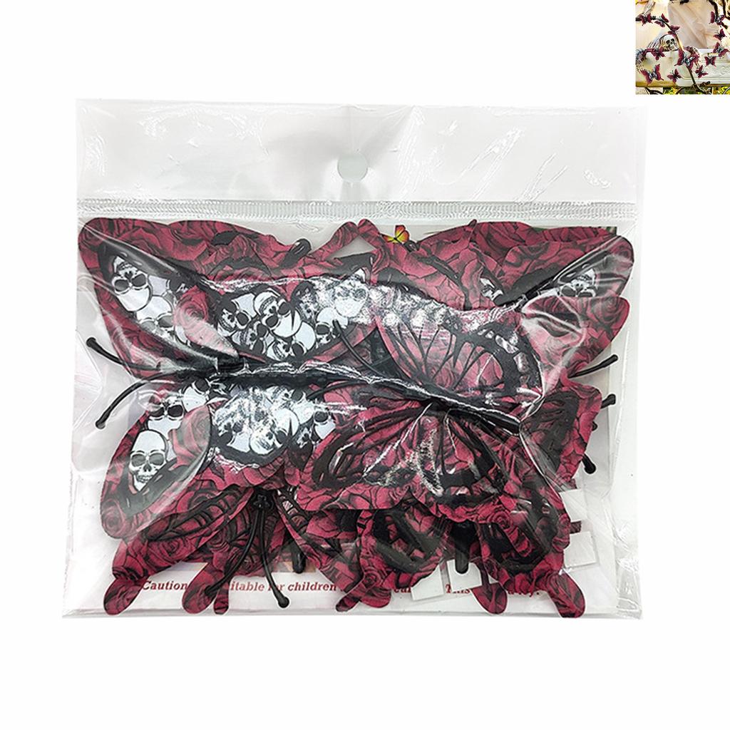 12pcs Halloween Butterflies Stickers Butterflies & Skull Gothic Wall Art for Halloween Party & Home