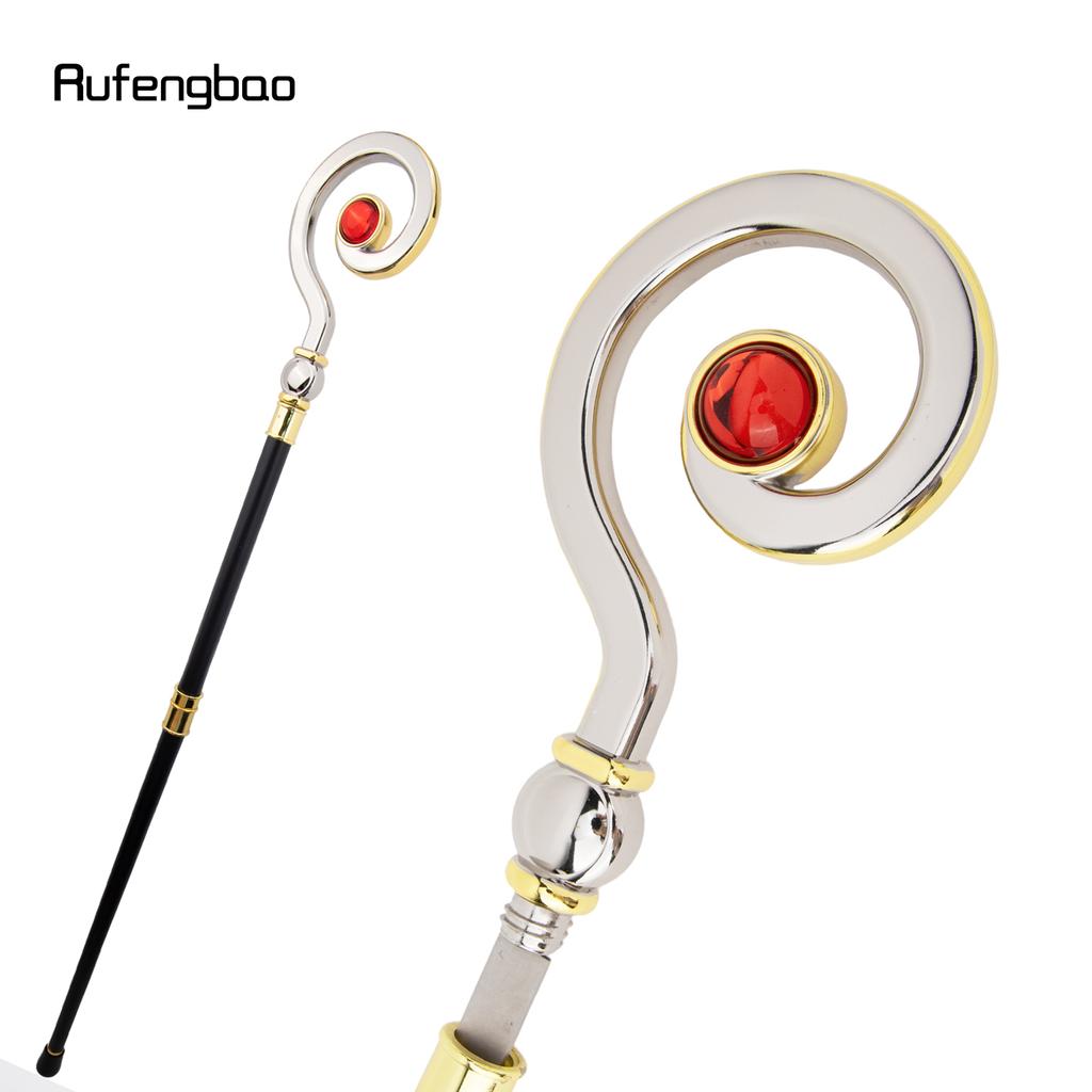 Golden White Hanger Red Diamond Fashion Stick Decorative Cane Elegant Fashion Cane Cosplay Alloy Crosier Vintage Stick 93cm