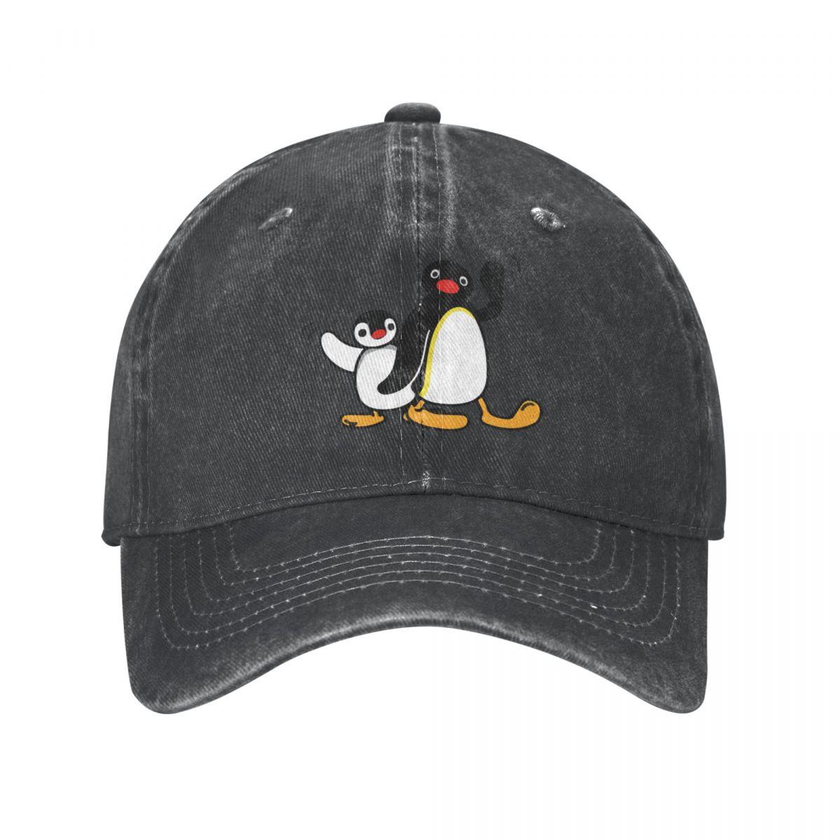 

Бейсболка унисекс Pingu, джинсовая кепка с рисунком пингвина, винтажная шляпа для активного отдыха, головной убор One Size