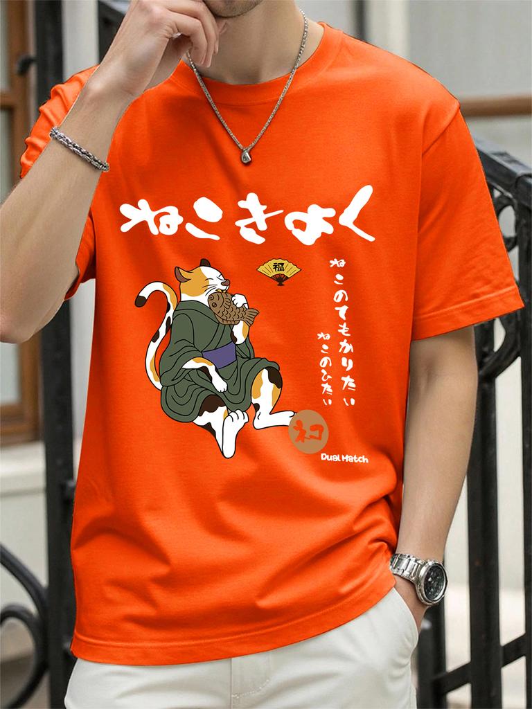 Original Japanese Retro Cat Printed TShirts Womens Summer Cotton Tops ONeck Soft Loose Short Sleeve T Shirt Casual Clothes