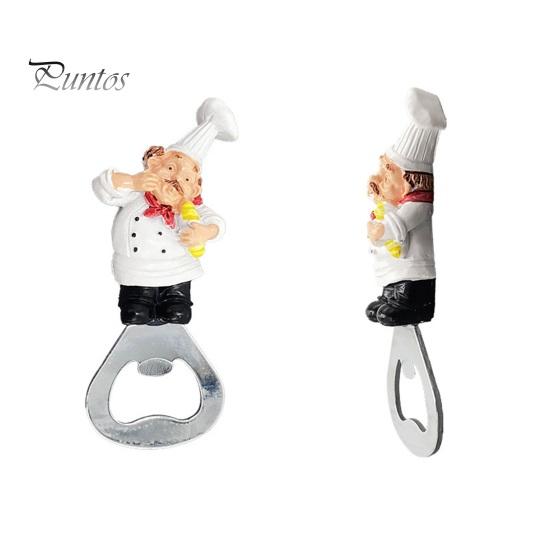 Funny Beer Bottle Opener for Fridge Refrigerator Magnet Opener, 3D Cartoon Chef Resin Magnetic Soda Cap Tool Manual Can Punch Home Restaurant Novelty