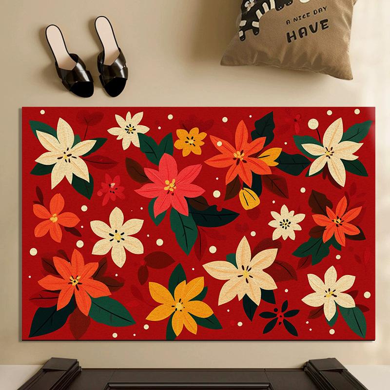 Entry Mat Entry Mat New Christmas Carpet Home Anti-slip and Dirt Can Be Cut Silk Ring Foot Mat