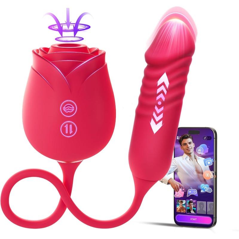 Female vibrator Dildo sex toy with thrust G-spot vibrator and 10 clitoral nipple stimulation sucking modes anal dilator adult sex toy couple