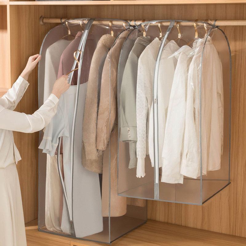 Large Space PEVA  Down Jackets Overcoat Dust Cover Transparent Suit Coat Storage Bag Bedroom Wardrobe Hanging Dust-proof Bag