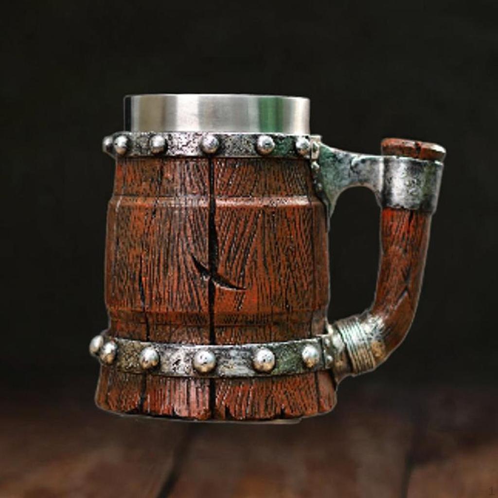 Bar Restaurant Mug Barrel Drinkware with Handle Coffee Medieval for Party