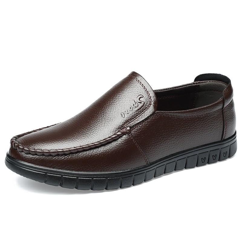 The First Layer of Cowhide Men's Versatile Breathable Casual Leather Shoes Business Trend Leather Shoes One Pedal New