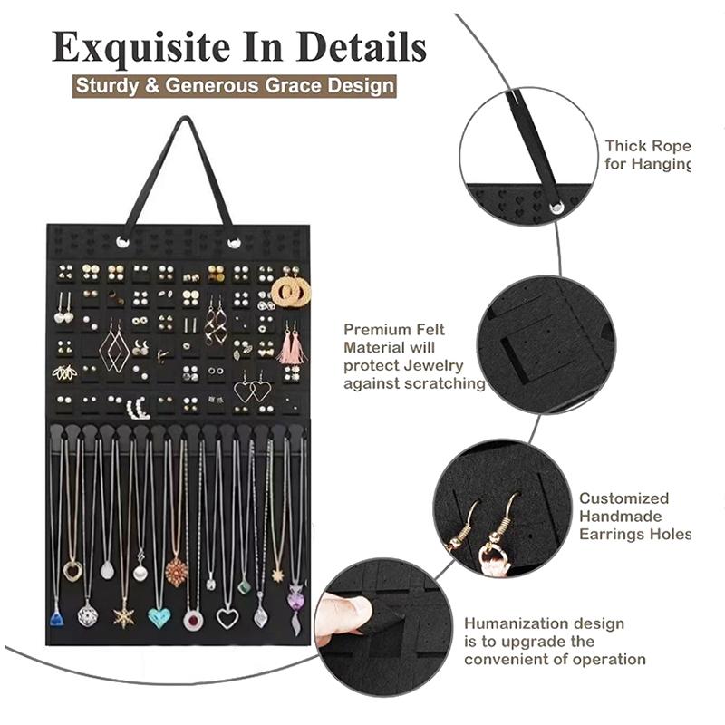 Bolsa Organizadora de Joyería Colgante Para Pendientes Collar Pulseras Exhibición Almacenamiento Bolsa Organizadora de Fieltro de un Lado