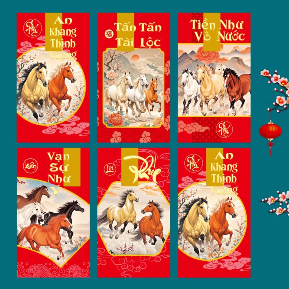 6pcs 2026 Horse Year New Year Money Envelope Spring Festival Red Envelope  Festival Gifting