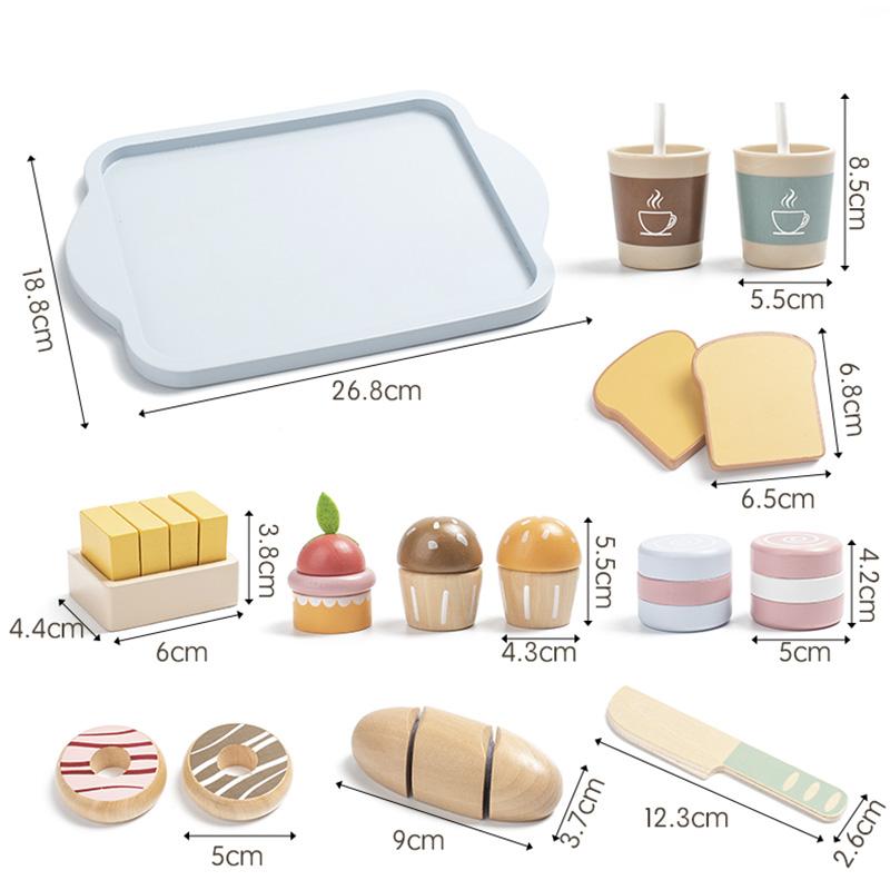 DIY Wooden Breakfast Set Toy Pretend Play Cutting Food Role Play Game Learning  Educational Toys Gifts for Girls Kids