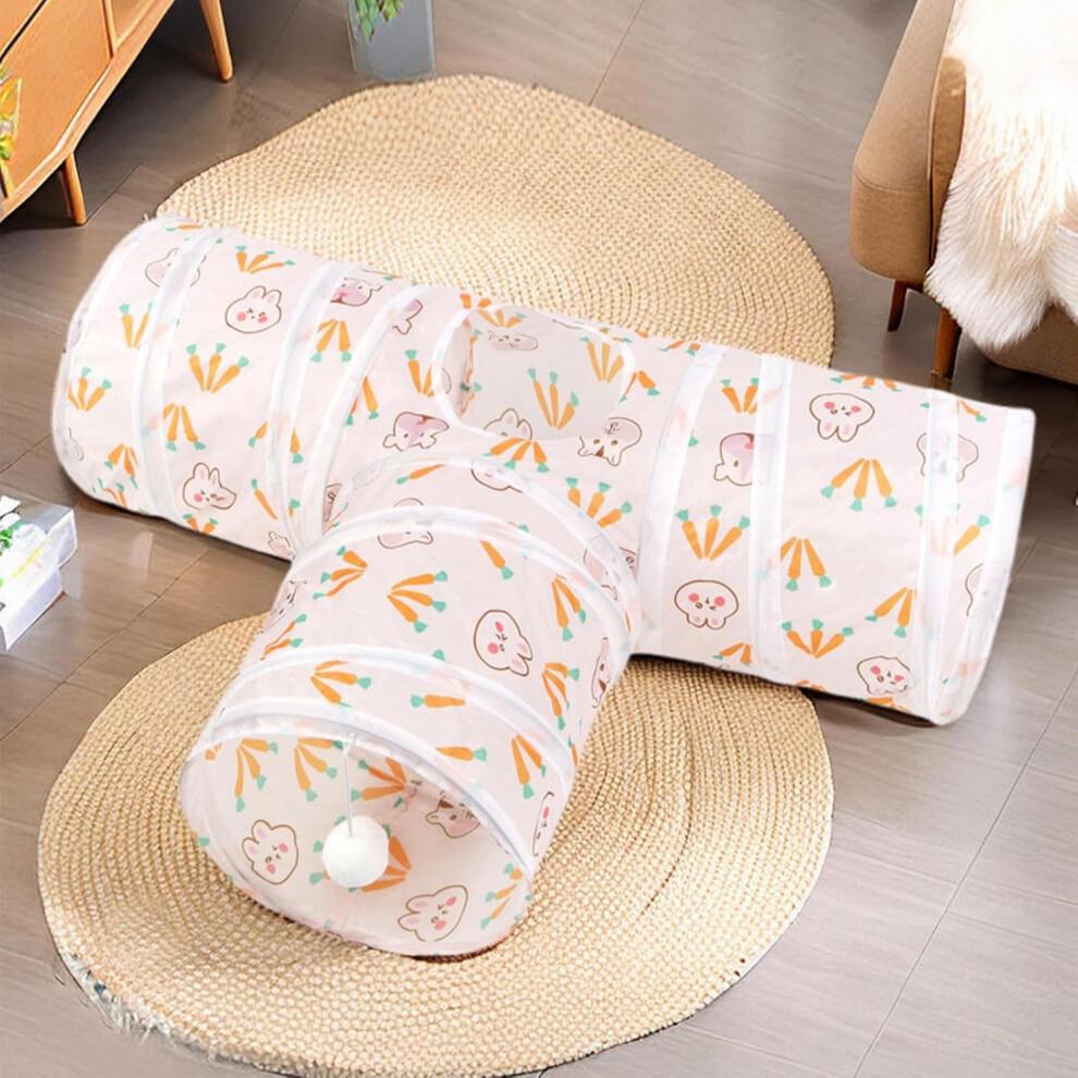 Cat Tunnel Toy 3Way Foldable Kitten Tunnel Tube Peek Hole Toy For Small Pets Indoor Outdoor Garden Yard