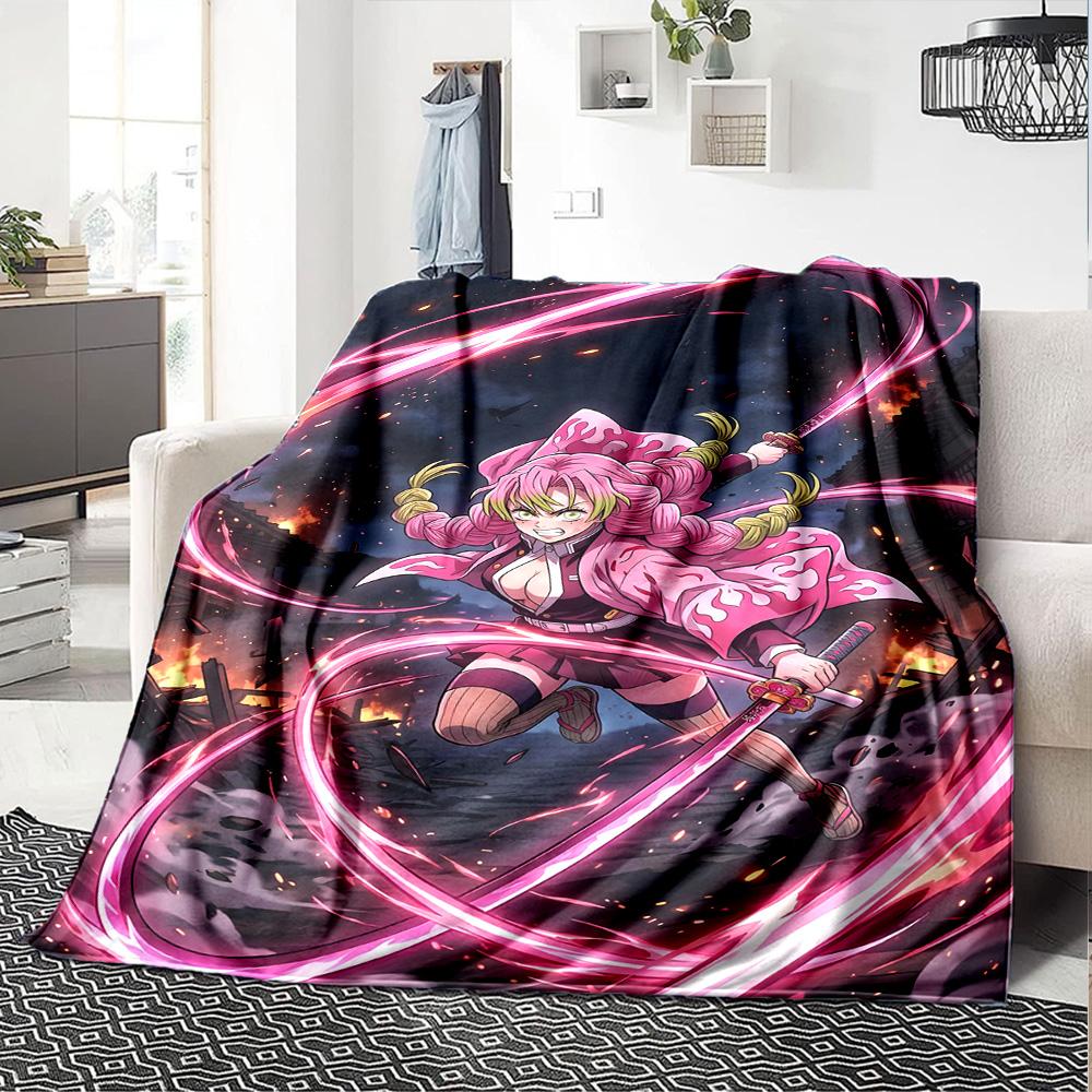 1pc Mitsuri Kanroji Blanket, Gift, for Men and Women, Soft Blanket, Good for Sofa Bed Couch Travel, Lightweight Flannel Blanket