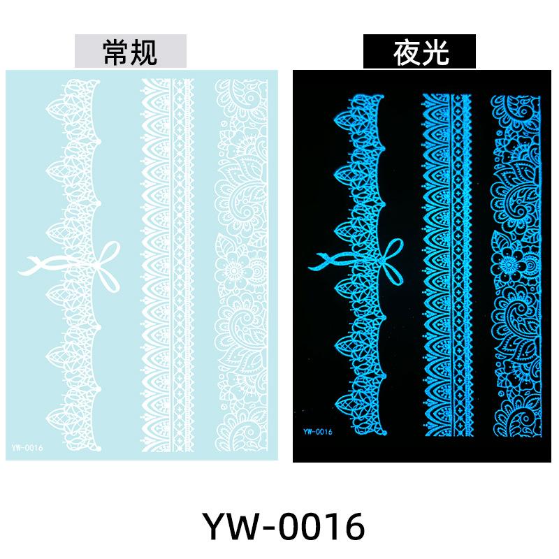 Glow In The Dark Indian Lace Tattoo Stickers - Henna Style Hand Body Art