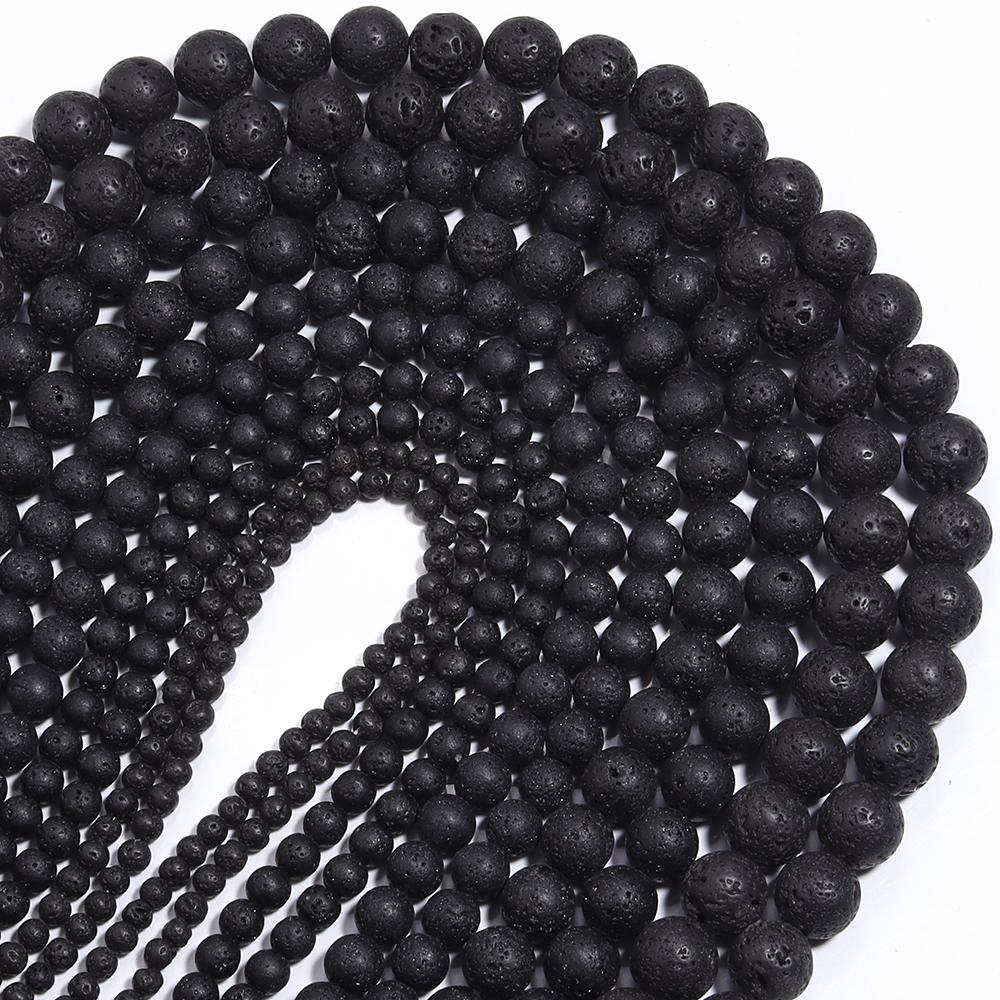 4/6/8/10/12mm Natural Black Lava Volcanic Stone Beads Loose Spacer Round Beads For Jewelry Making DIY Bracelet Necklace Gifts