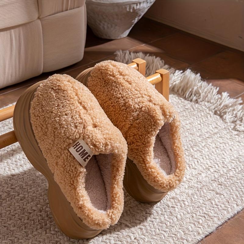 [Plush Winter Slippers]Women's & Men-like-like (Unisex-like) Plush Winter Slippers - Thick-Soled, Non-Slip Warm,Indoor House, Cozy & Soft Fabric