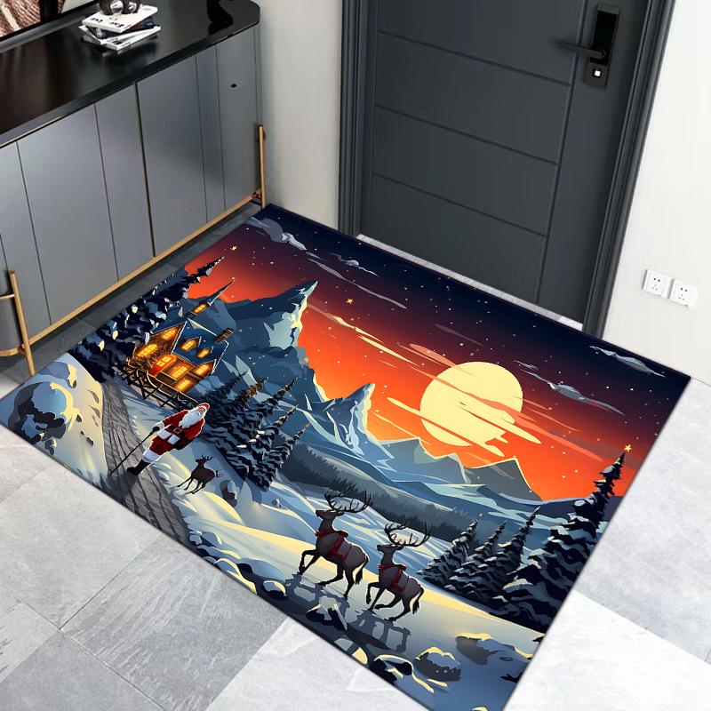Cross-border Christmas Cartoon Entrance Mat for Hallway or Living Room Decor