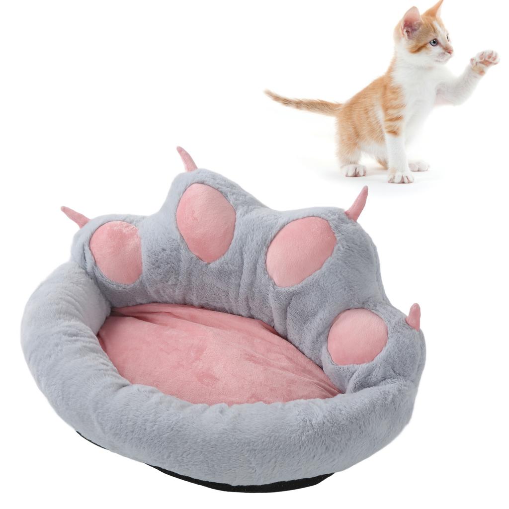 Cat Dog Kennel Cat Paw Print Shaped Machine Washable Removable Washable Sofa Pet KennelGrey