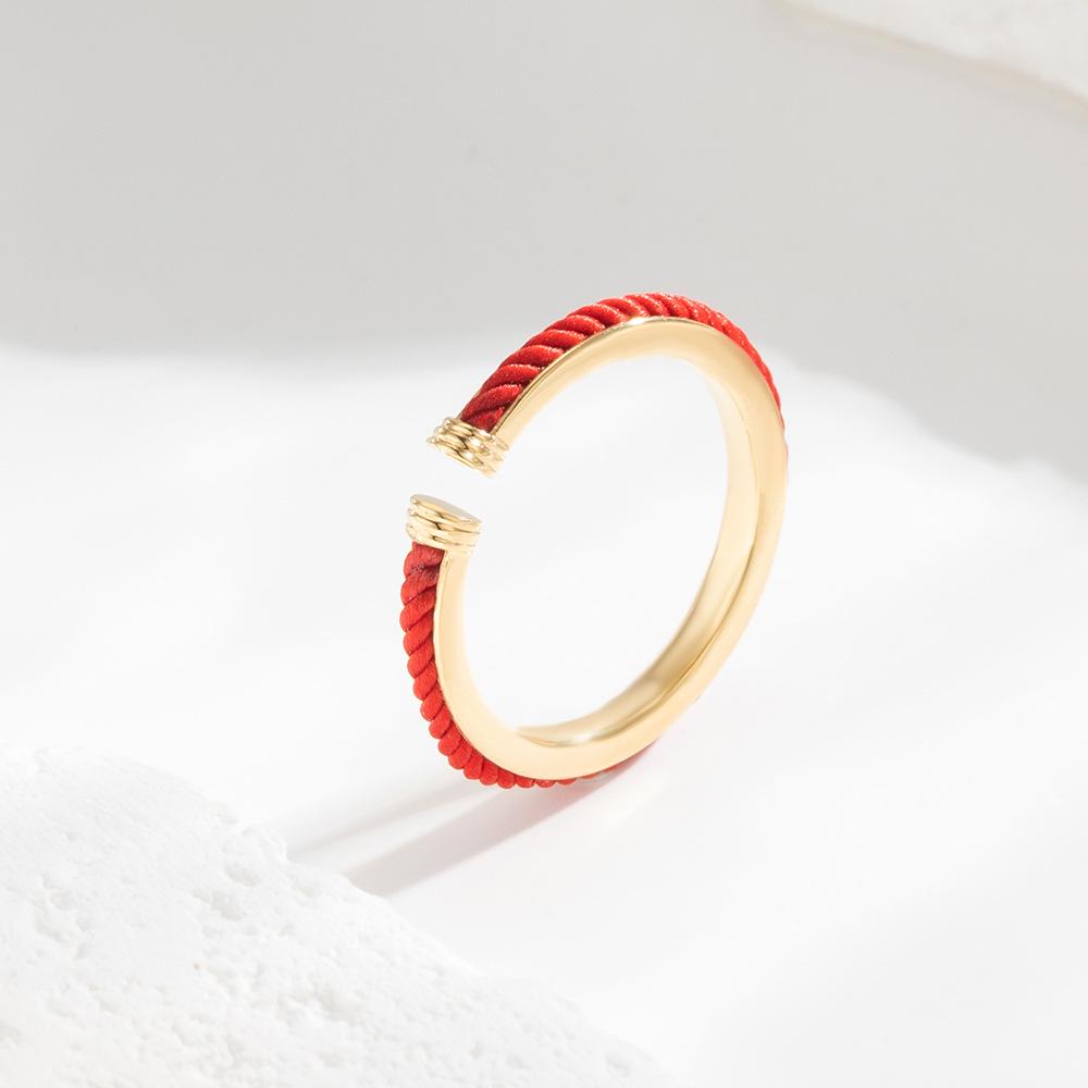 

Chinese Christmas Red String Open Ring - Minimalist Advanced Sense Benmingnian Index Finger Band