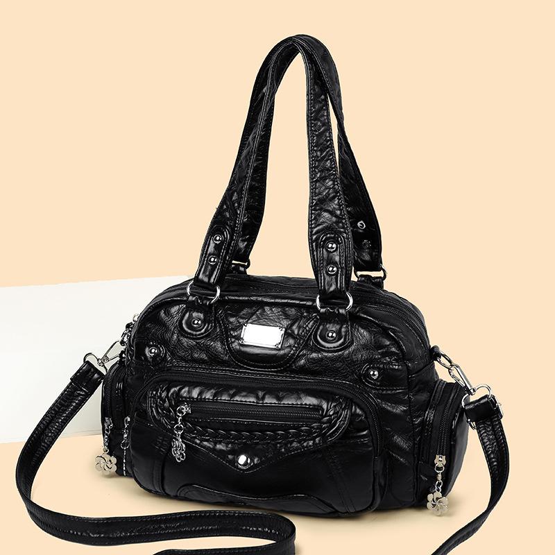 Stylish PU Leather Handbag for Women – Vintage Design with Braided Detail and Multiple Pockets, Perfect for Daily Use