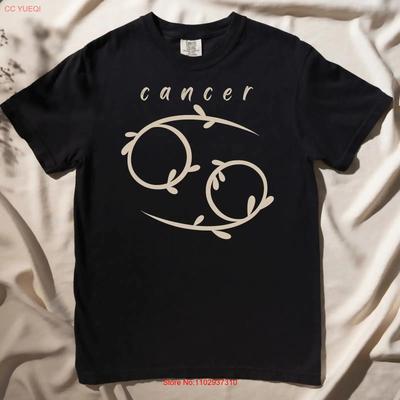 Cancer Zodiac T Shirt Botanical Symbol Astrology For Her Friends Vintage Streetwear Versatile Stretched Unisex
