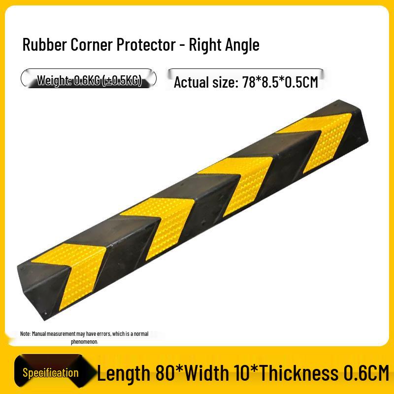 80cm Reflective Rubber Corner Protector - Anti-Collision PVC Strip for Garage and Wall Corners.