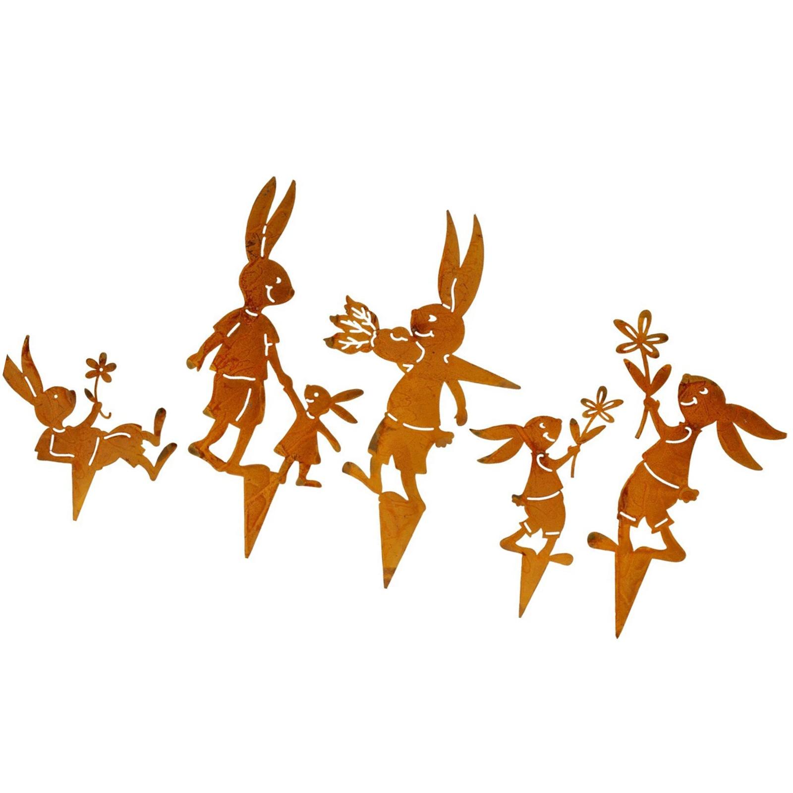 

Искусственные фигурки в форме кроликов, колышек, ржавая статуя, скульптура растения, идеально подходят для весеннего использования в помещении/на открытом воздухе 3