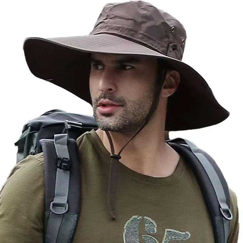 Summer Mountaineering Fishing Hat Men's UV Resistant Fisherman Hat Large Brim Outdoor Work Sun Protection Hat Visor