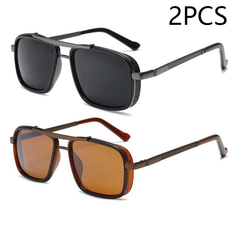 New Sunglasses Punk Sunglasses New Men's Square Uv400 Twin-beam Aviator Sunglasses