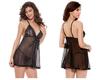 Plus Size Lace Nightgown - Sexy Transparent Mesh Lingerie