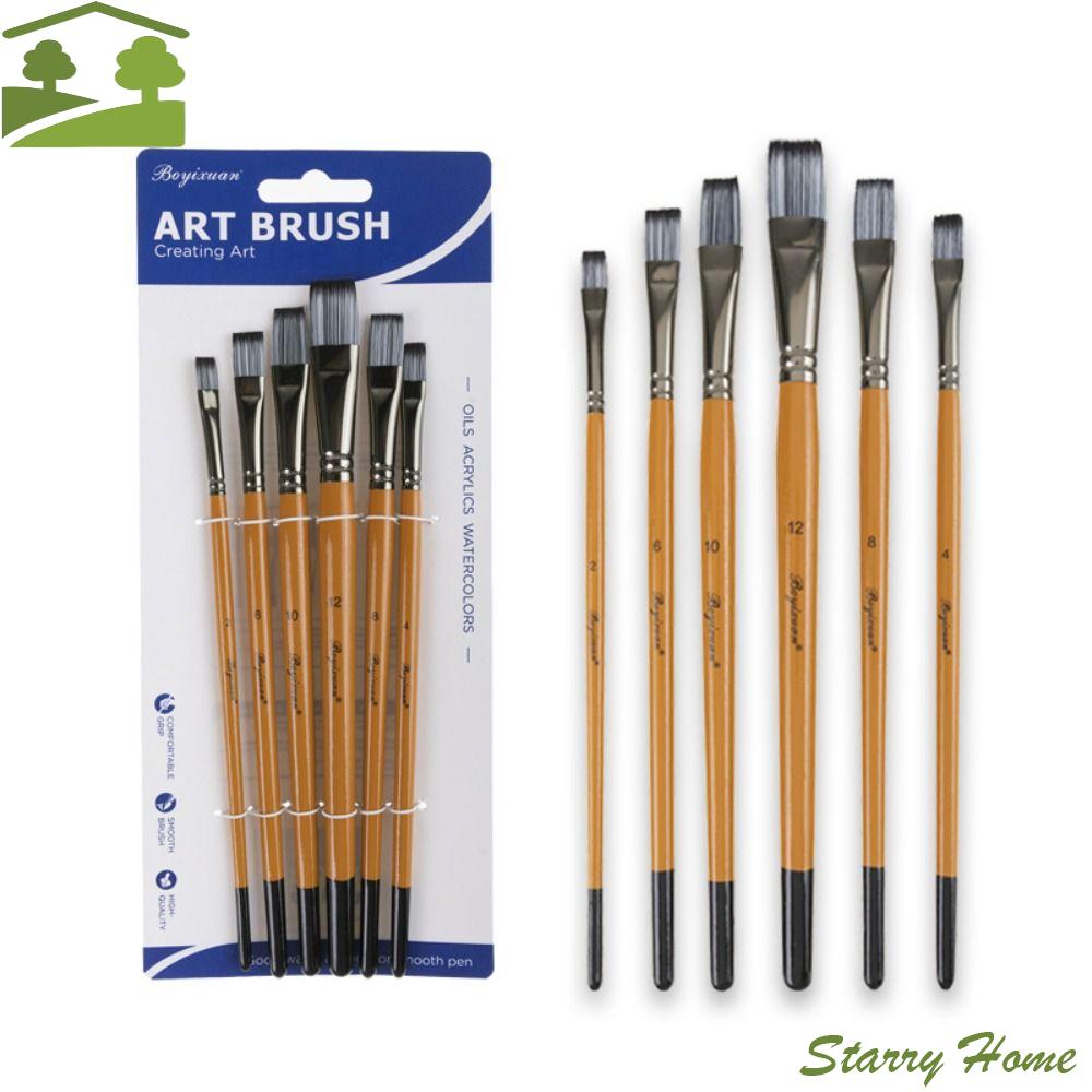 Synthetic Nylon Hair Painting Brushes Kits Wooden Handle Spike Head Art Paint Brushes Round Head Stationery Drawing Tool Drawing