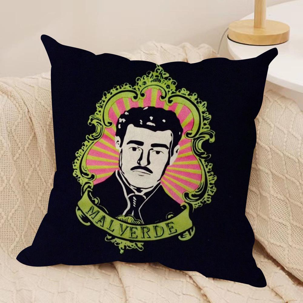 J-Jesus Malverde Cushion Cover Soft Plush Fabric Double-Sided Printed Sofa Cushion Cover for All Seasons Home Decor Gift