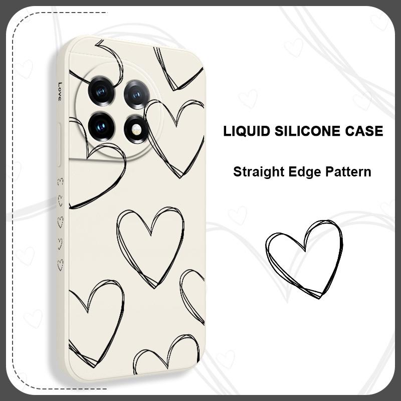 Overlapping Love Phone Case For Oneplus 13 13R 12 12R 11 11R 10 10R 10T 9R 9RT 9 8T 8 7 7T Pro 5G Liquid Silicone Cover