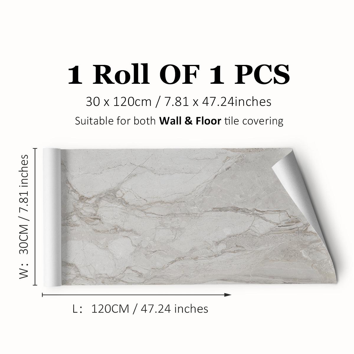 

Імітація товстої мармурової плитки Наклейка на підлогу ПВХ Водонепроникна самоклеюча наклейка на стіну для вітальні Туалет Кухня Домашній декор підлоги 30*120cm*1Roll