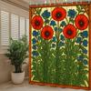Art Nouveau Floral Shower Curtain Red Poppies And Blue Flowers Vintage Botanical Design Elegant Bathroom Decor Waterproof