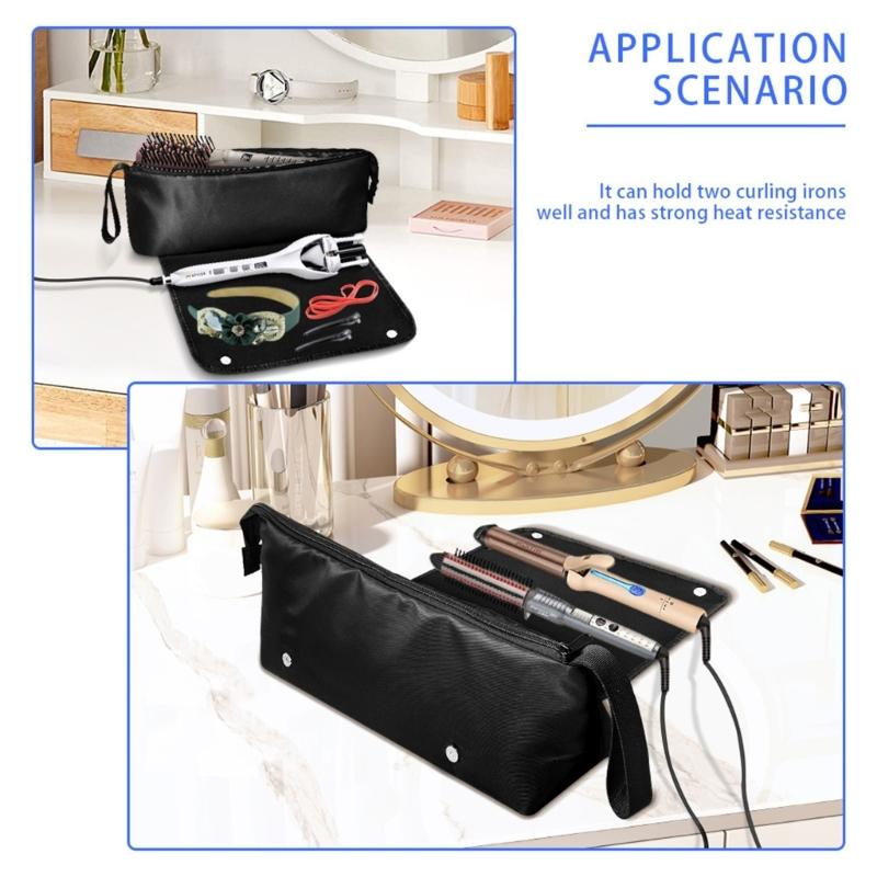 Portable Curling Iron Organizers Multiple Compartment Storage Bag Water Resistant Fabric For Travel Accessories