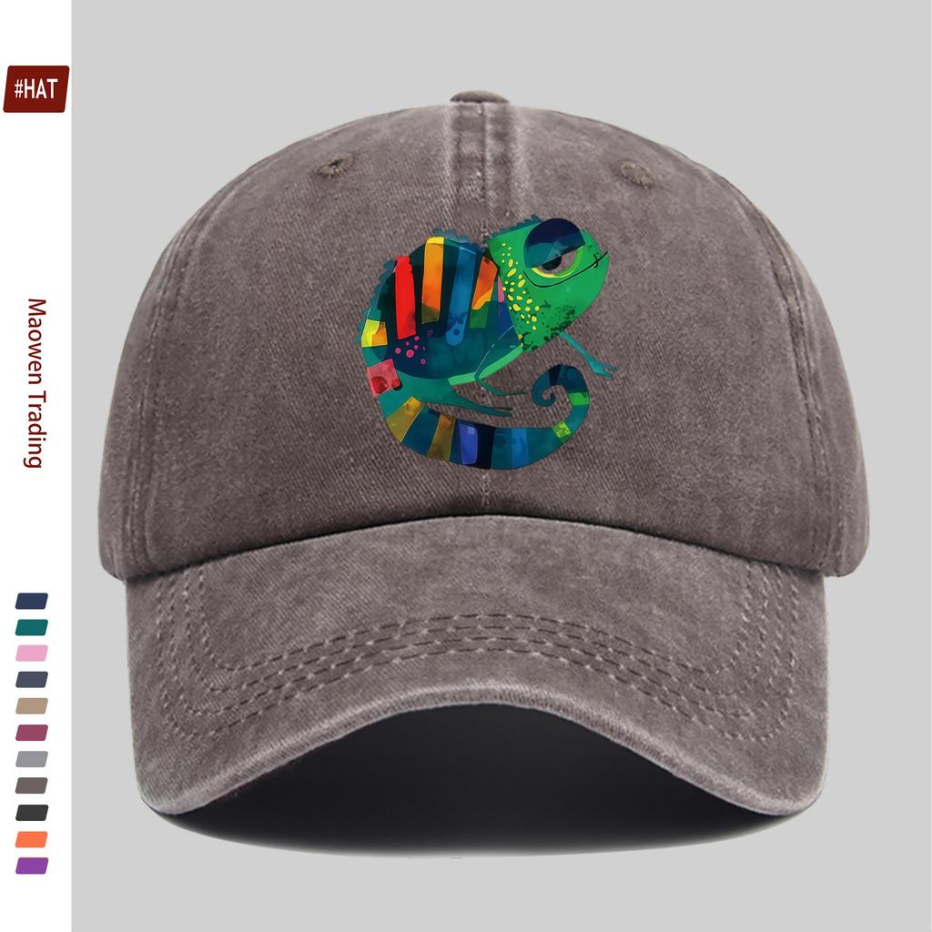 Pc Fun Chameleon Pattern Fashion Printed Baseball Cap Trucker Sun Hat with Cute Pet Print Comfortable and Lightweight Papa Ha