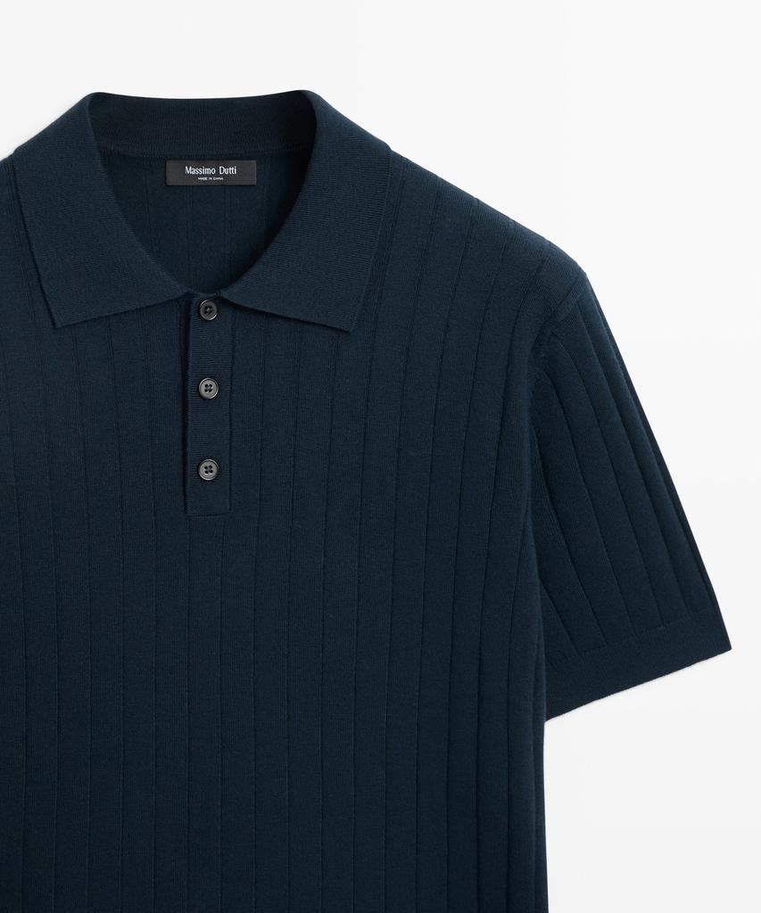 Masimodutti Cotton Ribbed Knit Polo Shirt