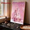 DIY Diamond Art Pearl Painting Kit for Adults, Pink Castle Special Shaped Pearl Art Painting Wall for Home Office Decor Handmade Gift