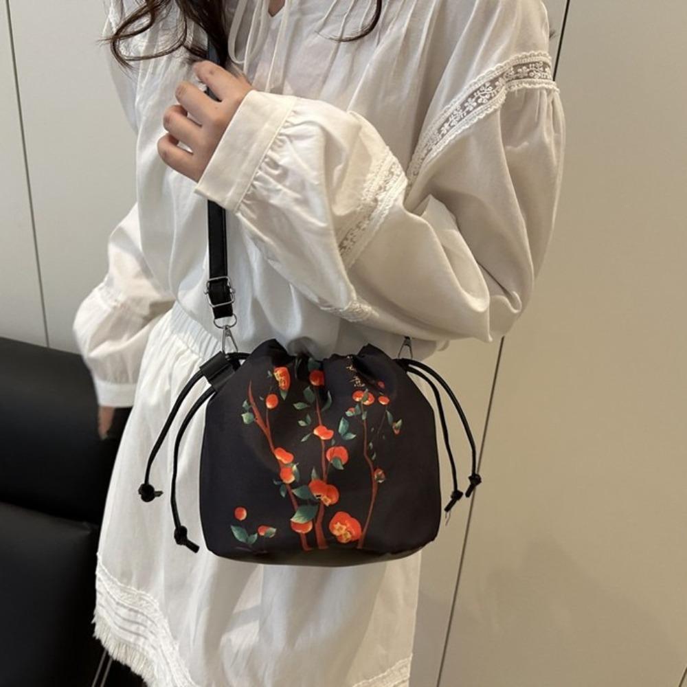 Sanitary Napkin Bag Flower Handbags Cloth Hanfu Drawstrings Bag Ethnic Style Crossbody Bag  Outdoor