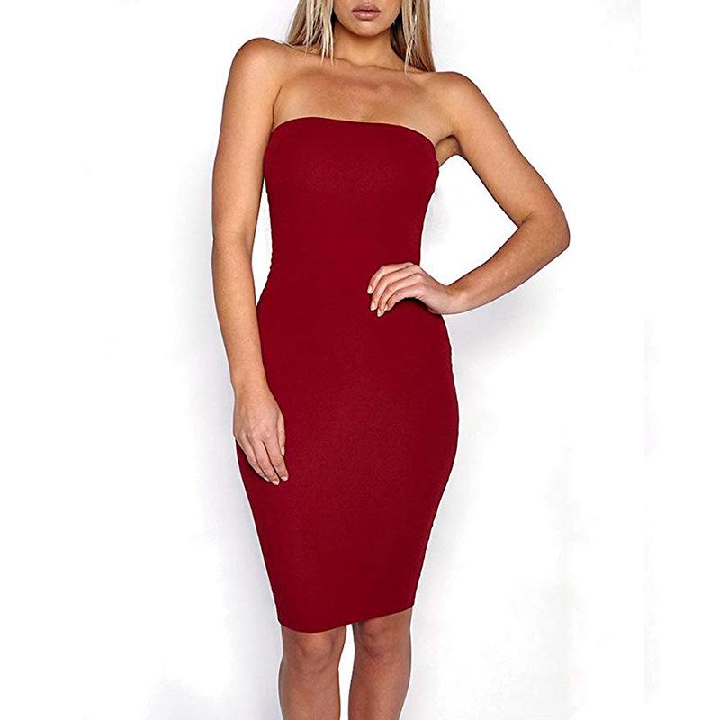 Buy Women Sexy Sleeveless Solid Boob Tube Top Dress Evening Party