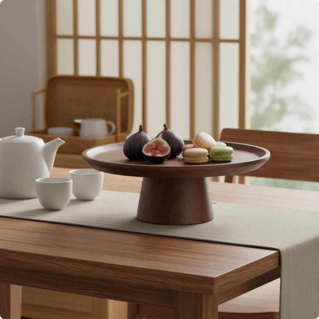 Sockel Obstschale Japanischer Stil Servierständer Dekoratives Ausstellungsstück Holz Dessertschale für
