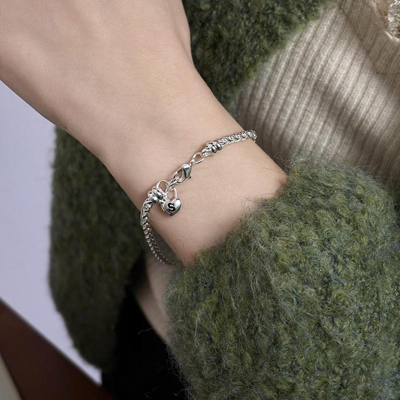 925 Silver Heart Rope Chain Charm Bracelet Korean Top Luxury Quality Jewelry For Women Wedding Accessories
