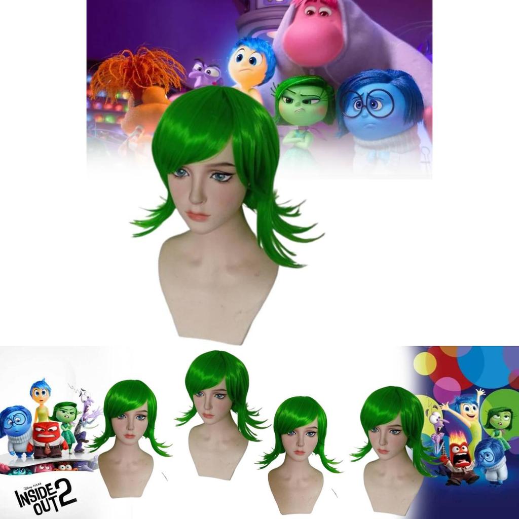 Premium Long Curly Synthetic Fiber Anime Cosplay Wig For Inside Out Disgust