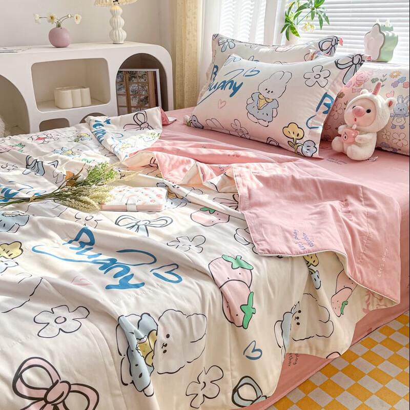 Zouyouzhuo Sweet Rabbit Party Cotton Summer Quilt