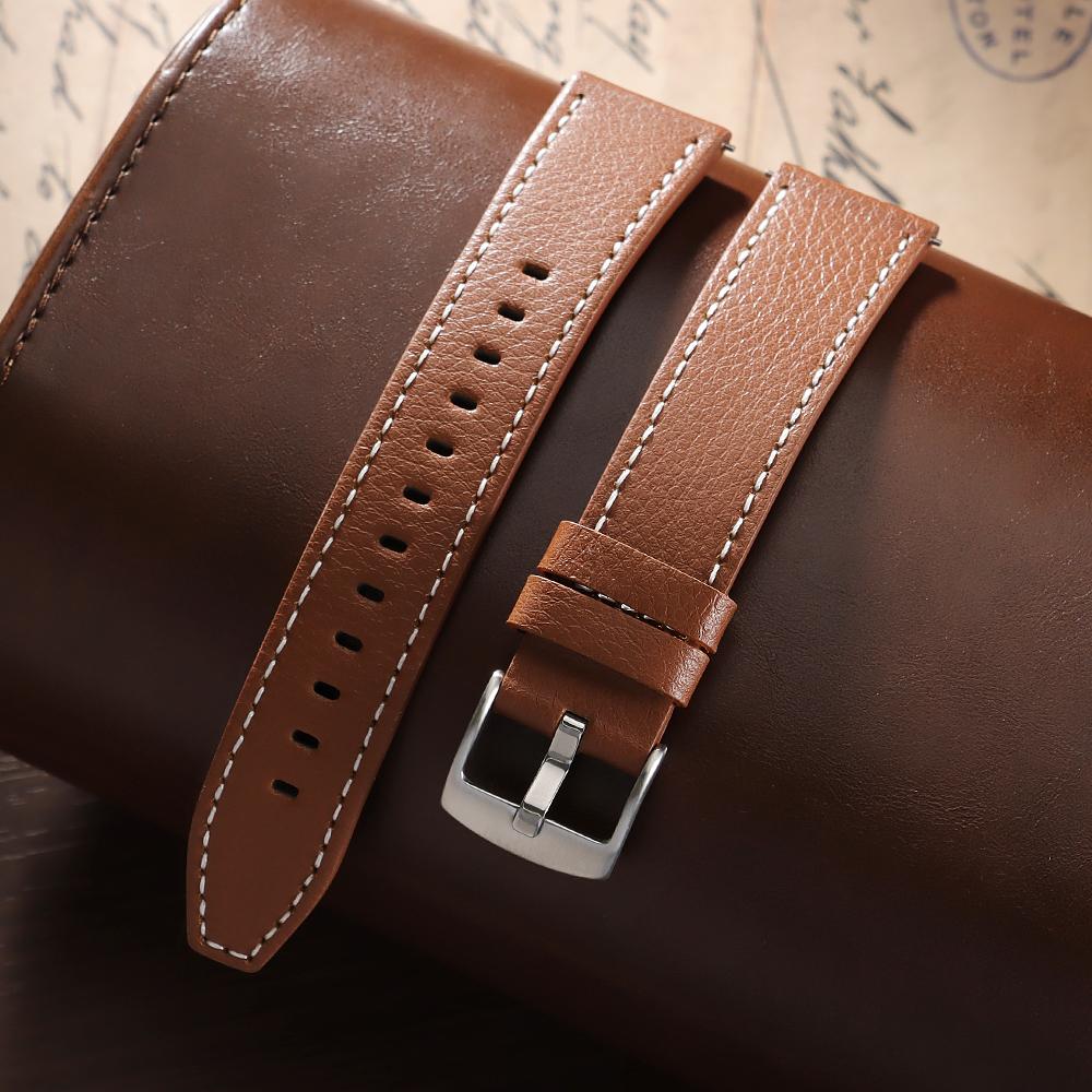 

20mm Leather Watchband for Huawei Watch GT3 GT2 42mm GT3 Pro 43mm Wristband Bracelet Replacement for Men Women Smartwatch Strap 20mm светло-коричневого
