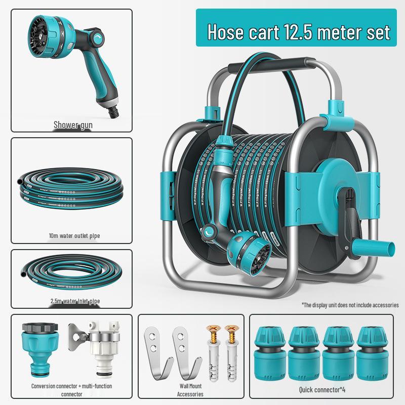 High-Pressure Car Wash Gun with Hose, Anti-Freeze Connector, Storage Rack, and Reel for Garden and Household Use