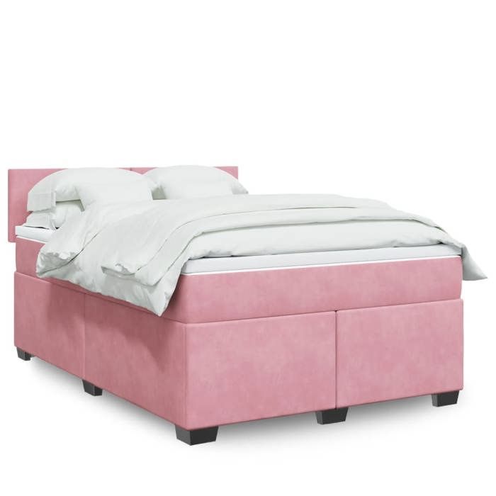 Maison Exclusive - Sommier à lattes de lit avec matelas Rose 160x200 cm Velours
