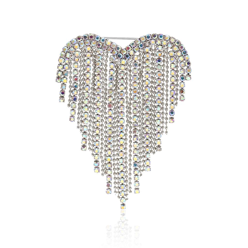 Spille alla moda con nappe lucide a forma di cuore per donna, spille da festa casual da revers, accessorio regalo, multicolore disponibile