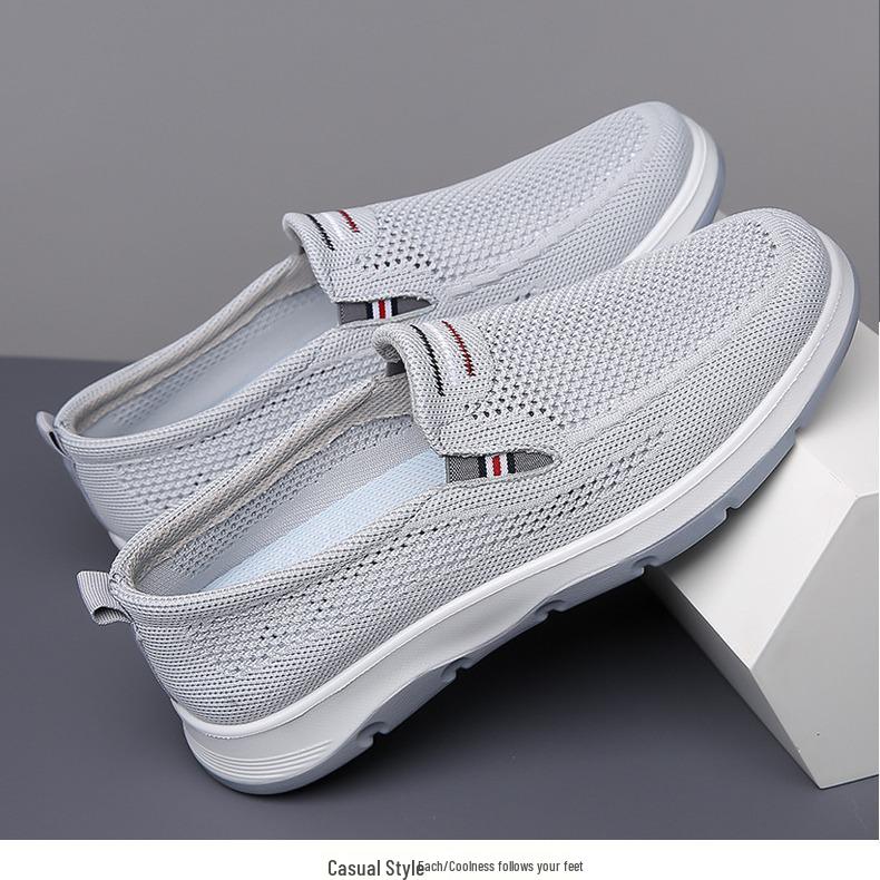 Herren Sommerschuhe zum Hineinschlüpfen aus atmungsaktivem Mesh - Bequem, Weiche Sohle, Stil für mittlere Jahre
